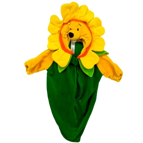 DISNEY STORE BABY WINNIE THE POOH FLOWER SUNFLOWER 🌻 COSTUME SIZE 0-3M EUC - Picture 1 of 8